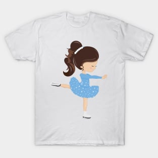 Figure Skating, Ice Skating Girl, Brown Hair T-Shirt